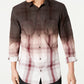 INC International Concepts Men's Regular-Fit Dip-Dyed Plaid Shirt Dark Brown Size Extra Small