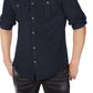 INC International Concepts Men's Piped Grid-Pattern Shirt Dark Blue Size Extra Small