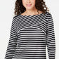 Karen Scott Women's Striped Crossover Top Black Size Small