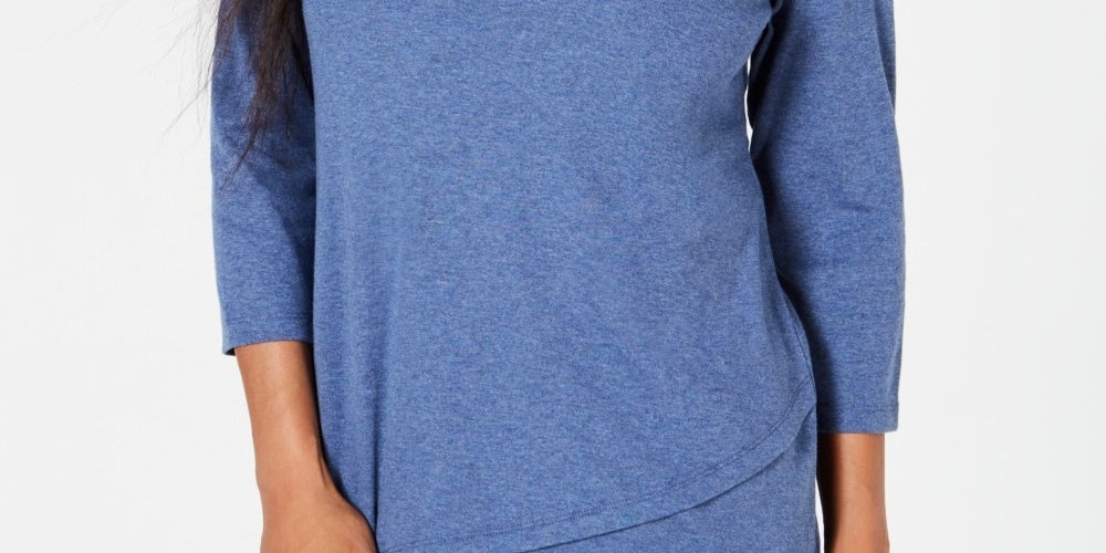 Karen Scott Women's Tulip Hem Top Blue Size X-Small