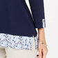 Karen Scott Women's Printed-Hem 3/4-Sleeve Top Navy Size Large