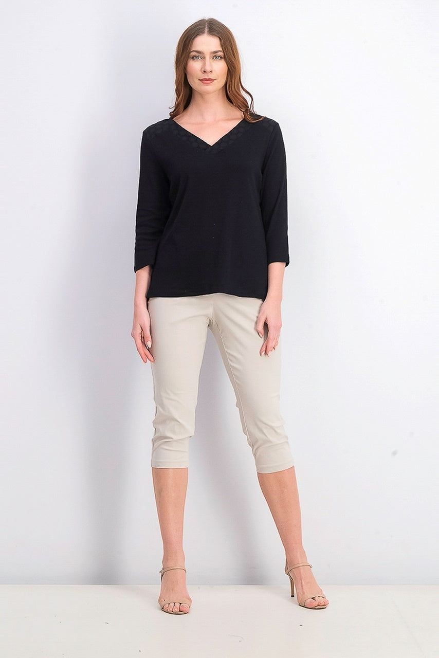 Karen Scott Women's Eyelet-Trim Top Black Size Extra Small