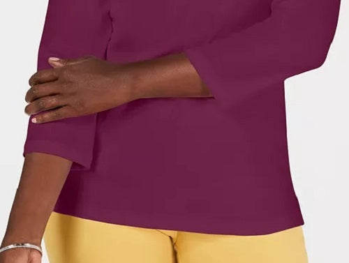 Karen Scott Women's Eyelet-Trim Top Purple Size Small