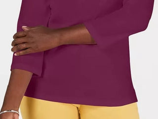 Karen Scott Women's Eyelet-Trim Top Purple Size Small