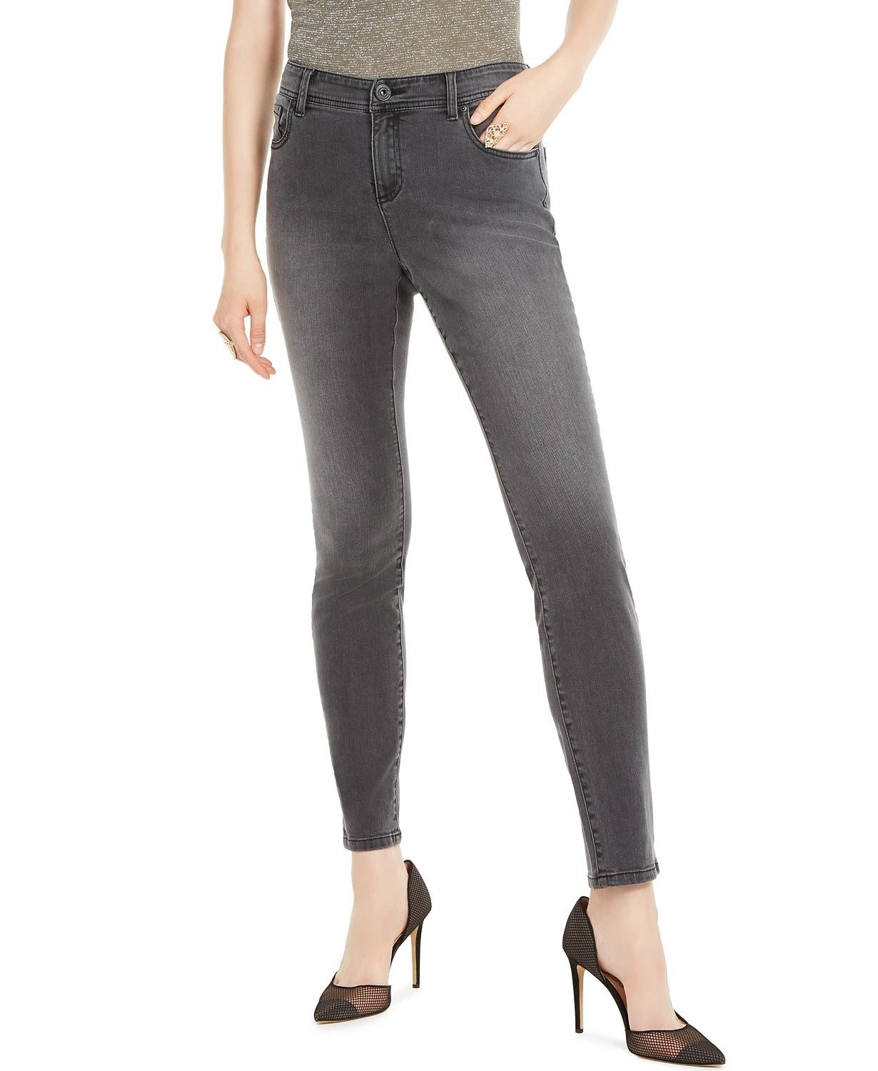 INC International Concepts Women's Incessentials Skinny Jeans Black Size 0