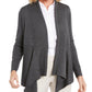 JM Collection Women's Ribbed Handkerchief-Hem Cardigan Black Size XX-Large