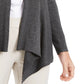 JM Collection Women's Ribbed Handkerchief-Hem Cardigan Black Size XX-Large