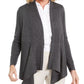 JM Collection Women's Ribbed Handkerchief-Hem Cardigan Dark Gray Size XX-Large