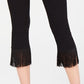 INC International Concepts Women's Fringe Trim Cropped Skinny Pants Black Size 8