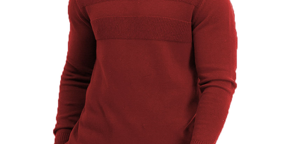 Club Room Men's Cotton Solid Textured Crew Neck Sweater Red Size X-Large