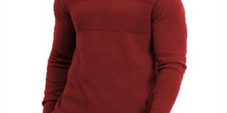 Club Room Men's Cotton Solid Textured Crew Neck Sweater Red Size X-Large