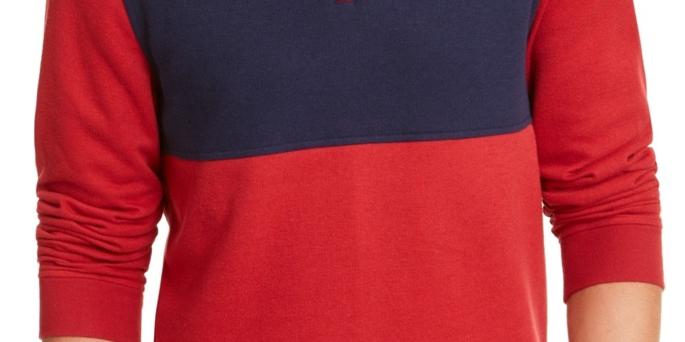 Club Room Men's Colorblock 1/4 Zip Pullover Sweater Red Size X-Large