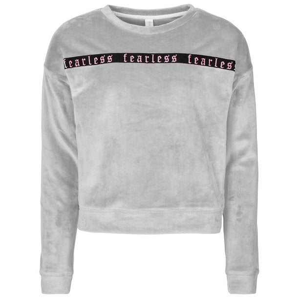 Ideology Big Girls Velour Top Gray Size Small