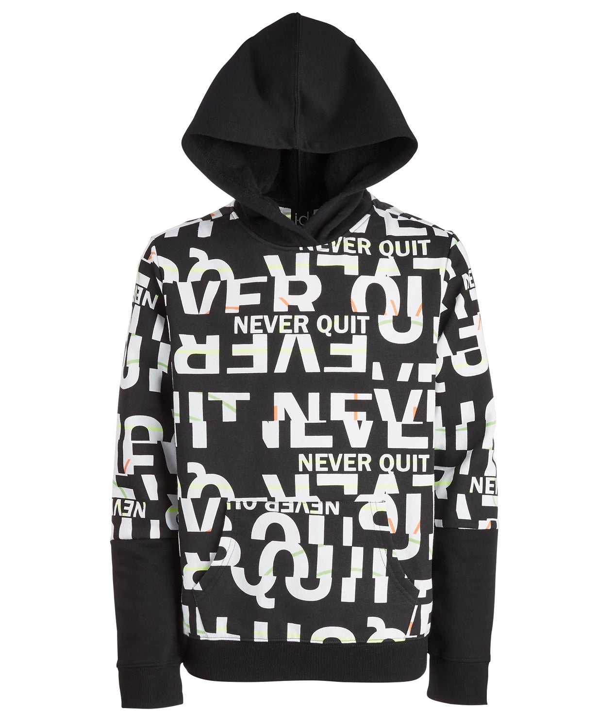 Ideology Big Boys Never Quit Layered-Look Hoodie Black Size Small