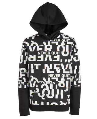 Ideology Big Boys Never Quit Layered-Look Hoodie Black Size Small