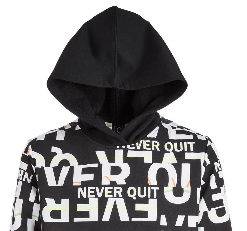 Ideology Big Boys Never Quit Layered-Look Hoodie Black Size Small