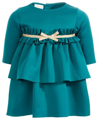 First Impressions Baby Girl's Scuba Ruffled Bow Dress  Green Size 18 Months