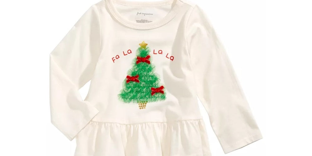 First Impressions Baby Girl's Tulle Tree Print Peplum T-Shirt White Size 3-6 Months