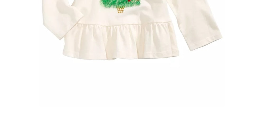 First Impressions Baby Girl's Tulle Tree-Print Peplum T-Shirt White Size 18 Months