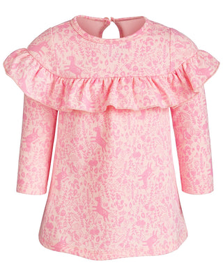 First Impressions Baby Girls Enchanted-Print Ruffle Dress Pink Size 12M