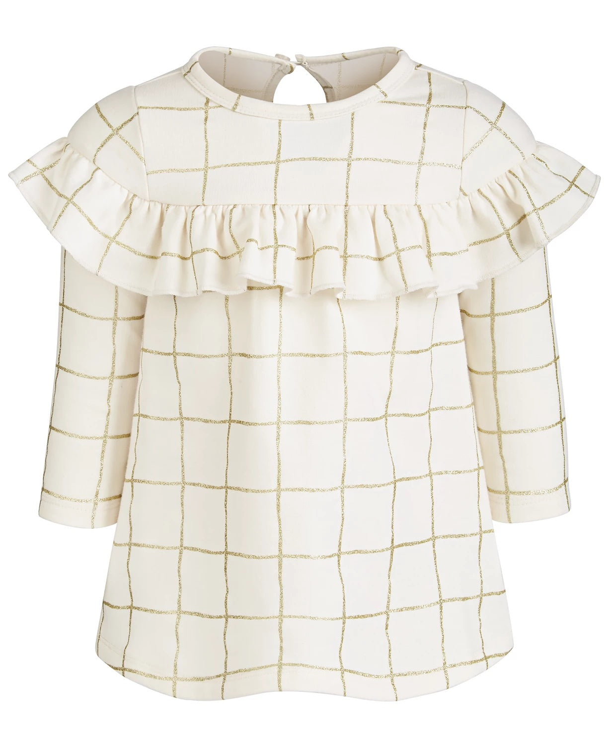 First Impressions Baby Girls Glitter-Check-Print Ruffle Dress White Size 6-9M
