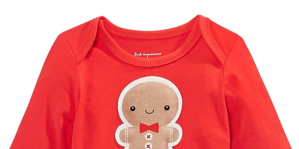 First Impressions Baby Boy's Gingerbread Bodysuit Red Size 3-6 Months