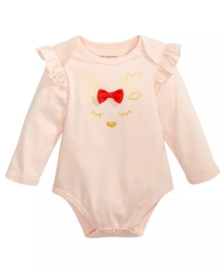 First Impressions Baby Girl's Reindeer Bodysuit Pink Size 6-9 Months