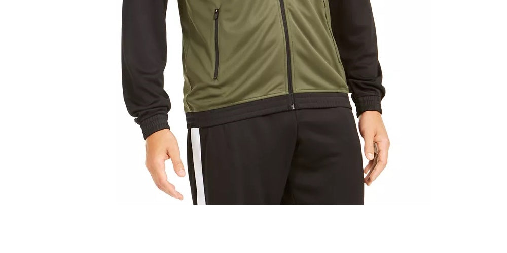 ID Ideology Men's Colorblocked Track Jacket Dark Green Size XX Large