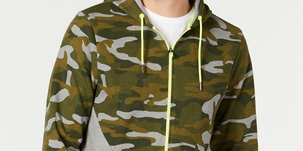 ID Ideology Men's Colorblocked Camo Jacket Green Size XXX-Large