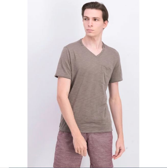INC International Concepts Men's V Neck Pocket T-Shirt Beige Size Small