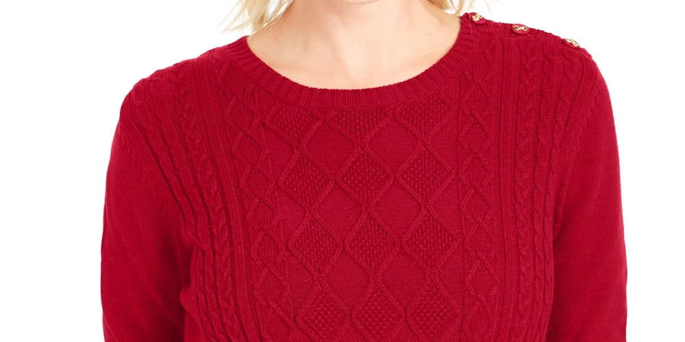 Charter Club Women's Cable Sweater Red Size Small