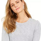 Charter Club Women's Metallic Crewneck Cable-Knit Sweater Gray Size X-Large