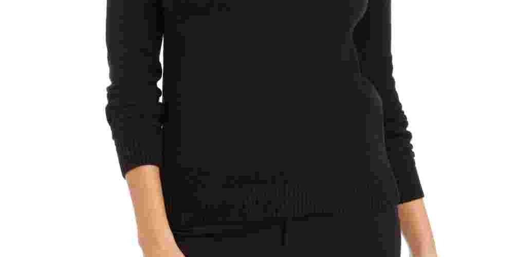 Charter Club Women's Petite Lurex Knit Sweater Gray Size Petite