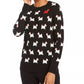 Charter Club Women's Dog Print Crewneck Sweater Black Size X-Small