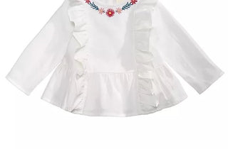 First Impressions Baby Girls Cotton Embroidered Ruffle-Trim Top White Size 12M