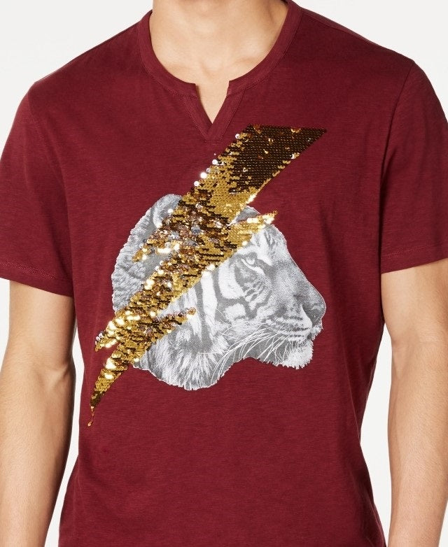 INC International Concepts  Men's Lightning Tiger Graphic  T-Shirt Red Size Medium
