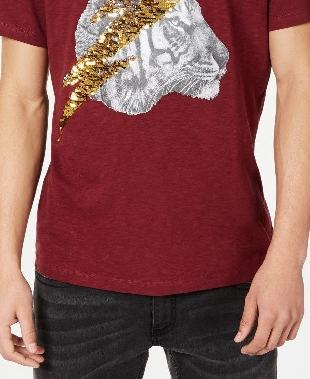 INC International Concepts  Men's Lightning Tiger Graphic  T-Shirt Red Size Medium