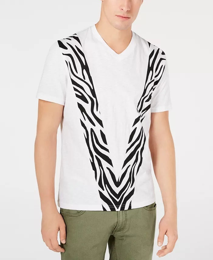 INC International Concepts Men's Pieced Zebra T-Shirt White Size XXX-Large