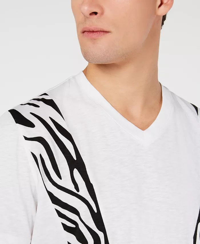 INC International Concepts Men's Pieced Zebra T-Shirt White Size XXX-Large