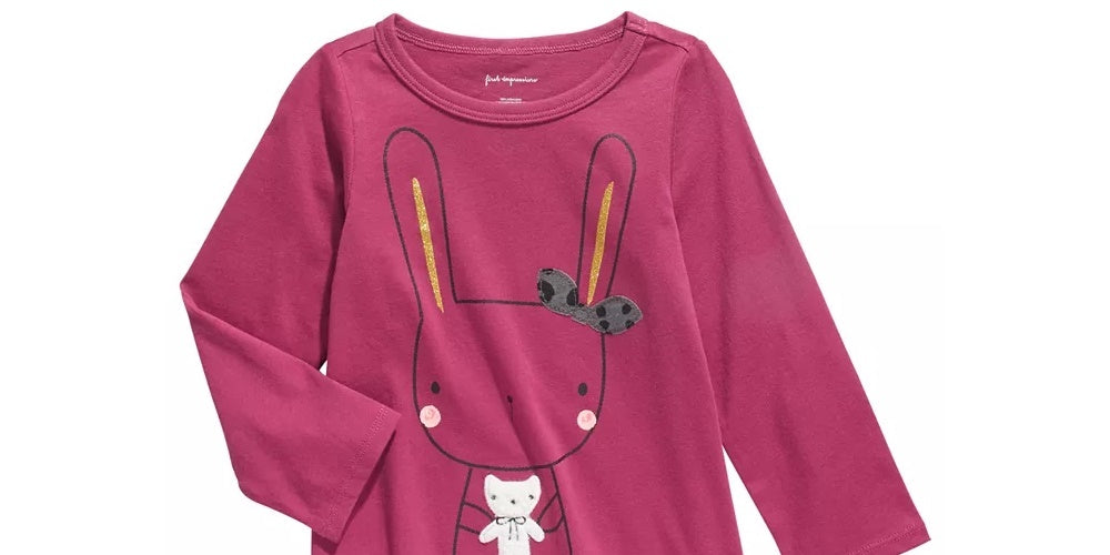 First Impressions Toddler Girl's Cotton Bunny & Bear T-Shirt Purple Size 4T