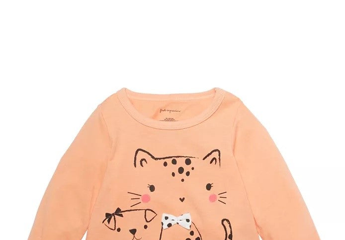 First Impressions Baby Girls Dog & Cat T-Shirt Orange Size 3-6 MOS