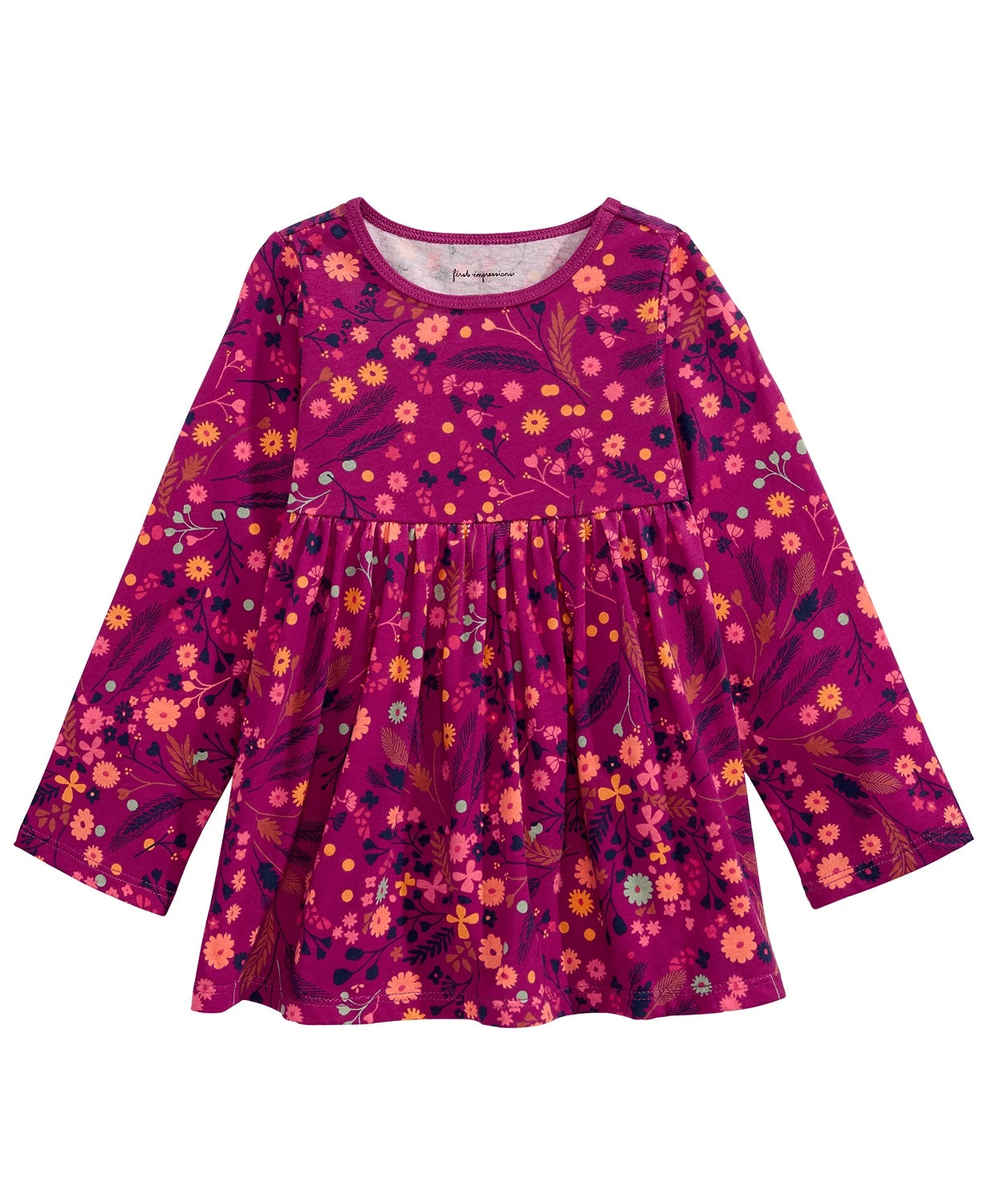 First Impressions Baby Girls Cotton Floral-Print Tunic Purple Size 18M