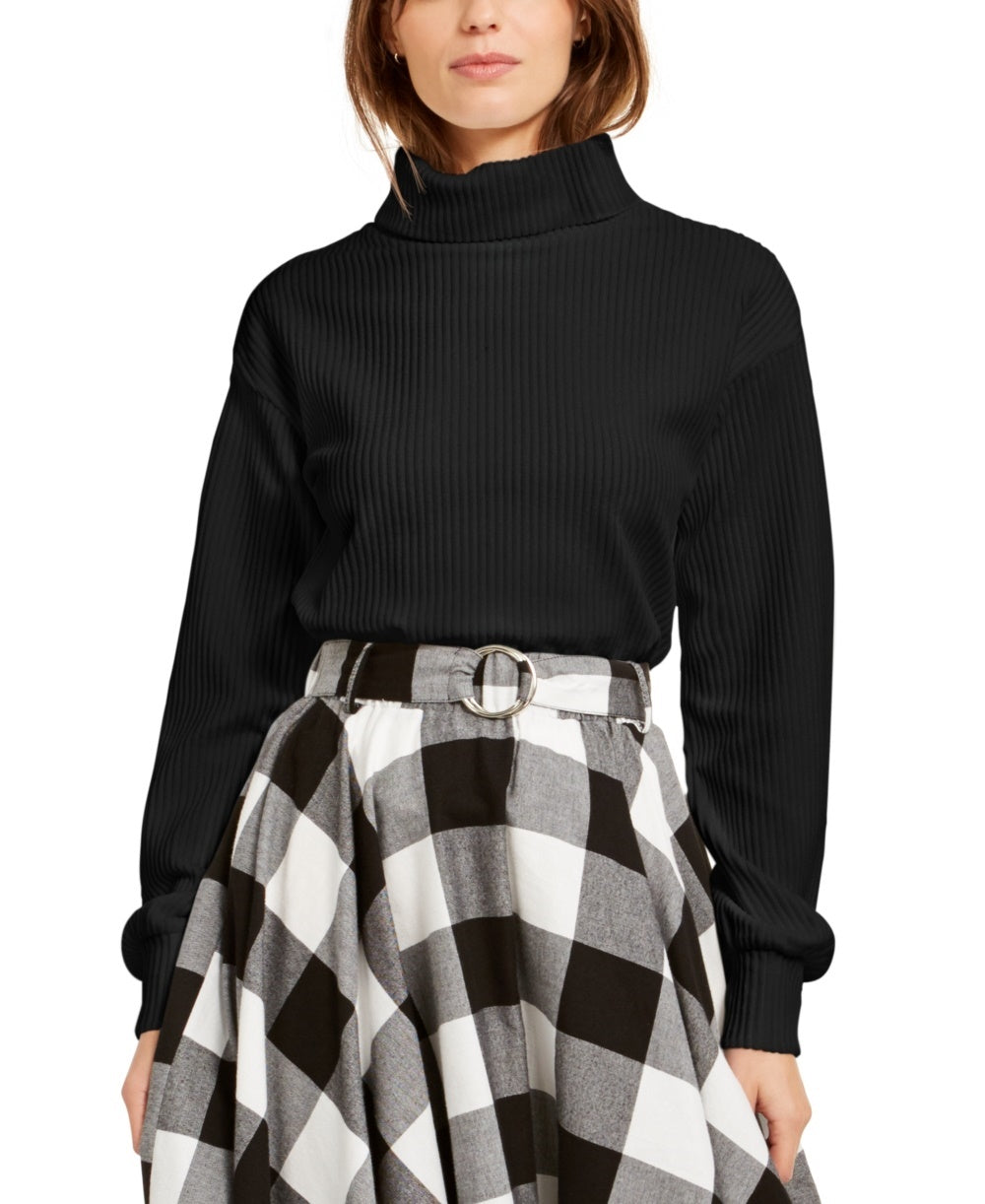 Bar III Women's Cozy Turtleneck Top Black Size Medium