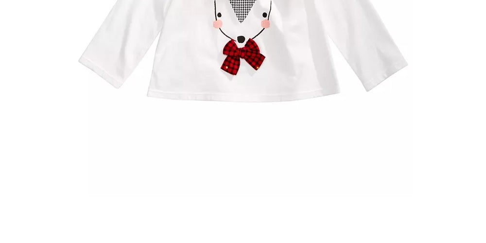 First Impressions Baby Girl's Reindeer Applique T-Shirt White Size 6-9MON