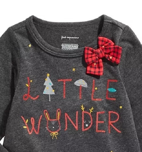 First Impressions Baby Girl's Little Wonder T-Shirt Dark Gray Size 24 Months