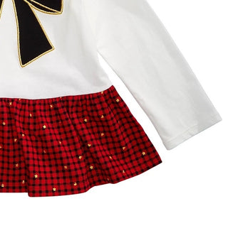 First Impressions Baby Girl's Bow Check Peplum T-Shirt White Size 12 Months