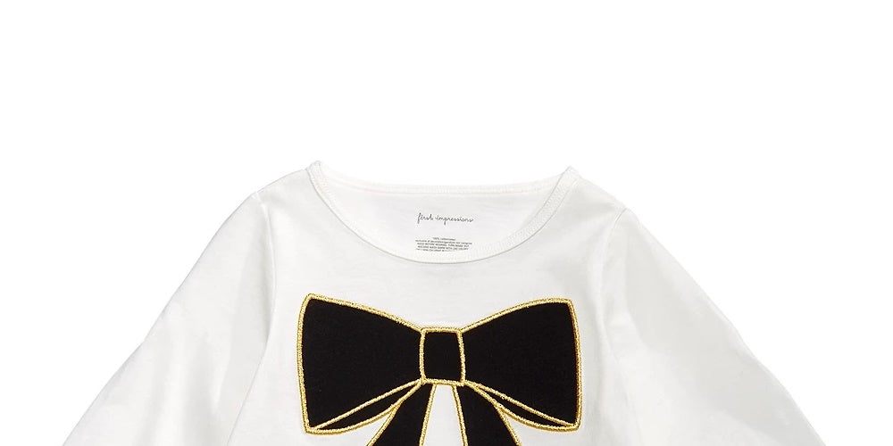 First Impressions Baby Girl's Bow Check Peplum T-Shirt White Size 24 Months