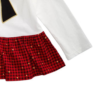 First Impressions Baby Girl's Bow Check Peplum T-Shirt White Size 24 Months