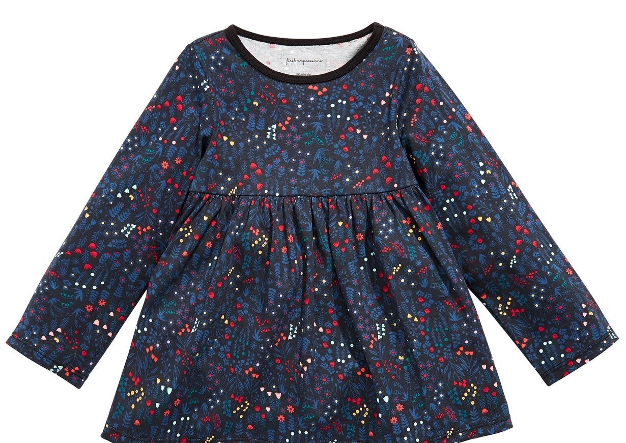 First Impressions Toddler Girls Cotton Folkloric Printed Tunic Top Black Size 3T