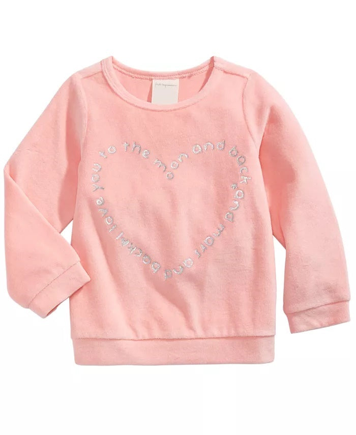 First Impressions Baby Girl's Heart-Print Velour Top Pink Size 24 Months